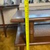 Two-Tier Wooden End Table With Woven Cane Insets - 4