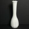 White Milk Glass Bud Vase with Ribbed Pattern