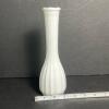 White Milk Glass Bud Vase with Ribbed Pattern - 4