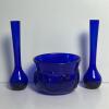 Cobalt Blue Glass Bowl and Vases Set