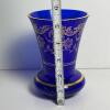 Cobalt Blue Glass Vase with Gold Floral Decoration - 3