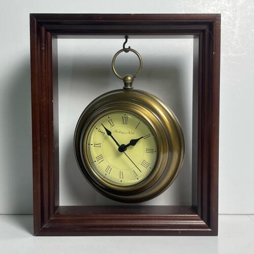 Sterling & Noble Brass Pocket Watch-Style Framed Clock