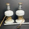 Pair of Milk Glass Table Lamps with Leviton Sockets - 6
