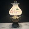 Brass and Glass Table Lamp with Floral Painted Shade - 5
