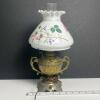 Brass and Glass Table Lamp with Floral Painted Shade - 7