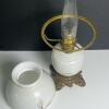 Antique Brass and Glass Oil Lamp With Hand-Painted Winter Scene - 3