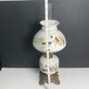 Antique Brass and Glass Oil Lamp With Hand-Painted Winter Scene - 7