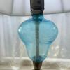Table Lamp With Blue Glass Embellishment and White Shade - 3