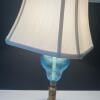 Table Lamp With Blue Glass Embellishment and White Shade - 4
