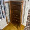 Glass Door Display Cabinet in Mission-Style Oak with Brass Accents - 3