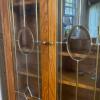 Glass Door Display Cabinet in Mission-Style Oak with Brass Accents - 7