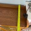 Glass Door Display Cabinet in Mission-Style Oak with Brass Accents - 9