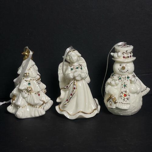 Porcelain Christmas Ornaments with Gold Trim and Jewels