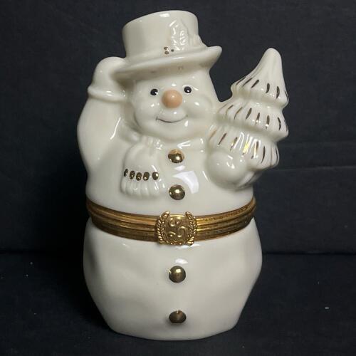Lenox Treasures The Snowman's Surprise Box Porcelain Trinket Box