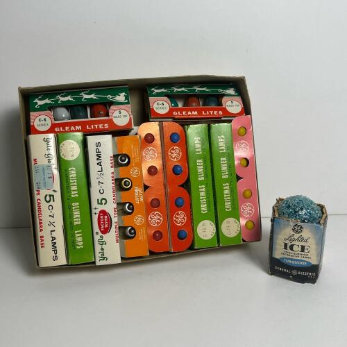 Vintage Christmas Light Bulbs and GE Lighted Ice Lamp Assortment