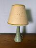 Green Ceramic Table Lamp With Cream Floral Shade