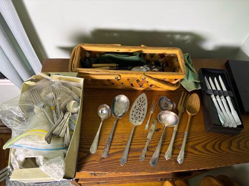 Assorted Silverplate and Stainless Flatware and Serving Pieces