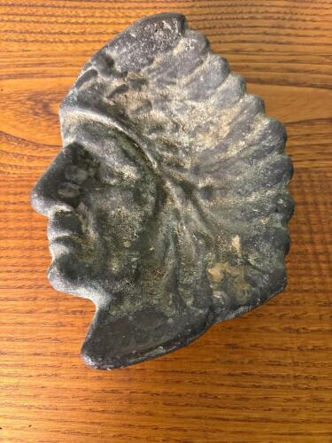 Cast Metal Native American Head Dish in the Manner of Early 20th Century