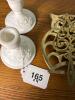 Pair of Imperial Milk Glass Candlesticks, Brass Owl Trivet, Brass Filigree Trivet - 8