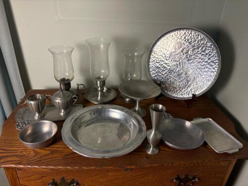 Assorted Pewter Tableware and Decorative Pieces