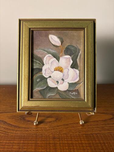 5"x7" Oil on Canvas White Flower Still Life Painting