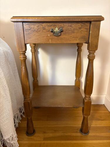 Single Drawer Wooden Side Table With Lower Shelf