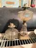 Antique Oil Lamps With Pressed And Patterned Glass Bases