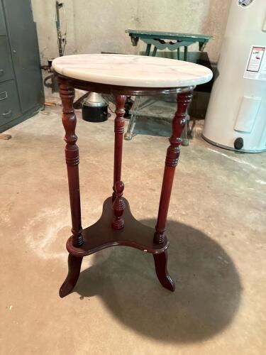 Marble Top Victorian-Style Plant Stand Table