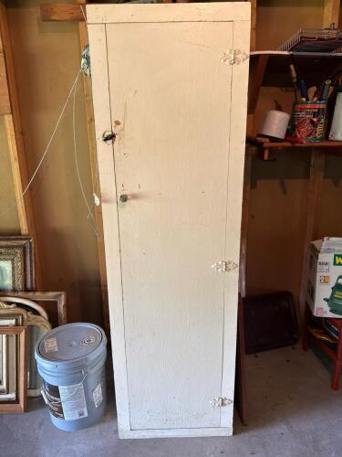 Tall Painted Wood Storage Cabinet With Shelves