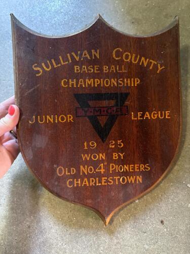 1925 Sullivan County Baseball Championship Plaque