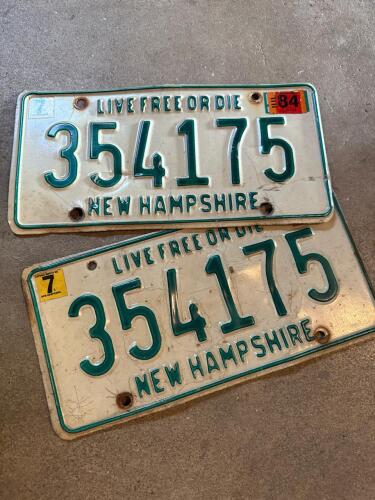 New Hampshire License Plates Pair 1984