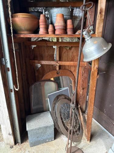 Cottage Decor: Pots, Mirrors, Buckets, Milk Box, etc.