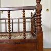 Antique Bobbin-Turned Wooden Baby Crib - 3