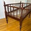 Antique Bobbin-Turned Wooden Baby Crib - 10
