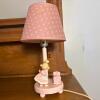 Decorative Pink Table Lamp with Wooden Doll Motif