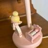 Decorative Pink Table Lamp with Wooden Doll Motif - 3