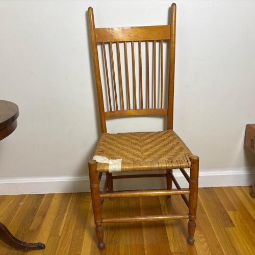 Wooden Spindle Back Chair with Woven Rush Seat