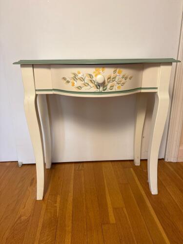 Hand-Painted Floral Side Table in Cottage-Style
