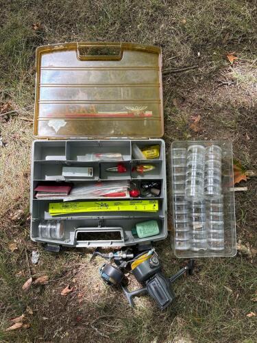 Fishing Tackle Box with Reels and Assorted Lures