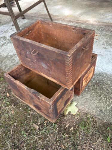 Vintage Wooden Boxes with Dovetail Joints, 1940s Military Surplus-Style