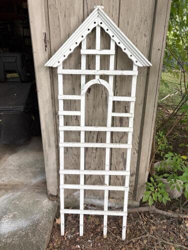 Wood Garden Trellis With Gable Top Architectural Detail