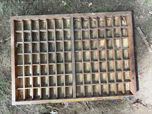 Antique Wooden Printer's Type Drawer with Divided Compartments