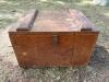 Wooden Storage Box With Hinged Lid and Printed Markings