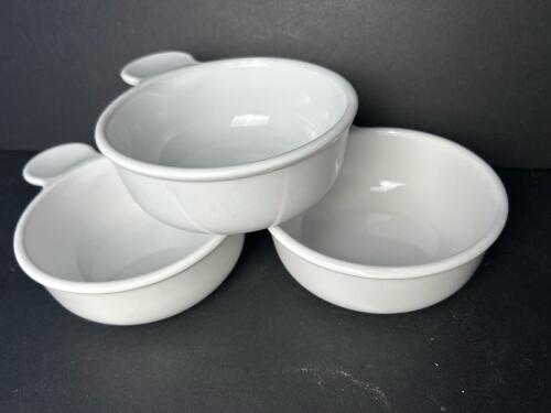 Three Corning Ware White Glass Grab-It Bowls