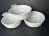 Three Corning Ware White Glass Grab-It Bowls