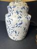 Small Blue and White Ceramic Table Lamp With Pleated Shade - 3