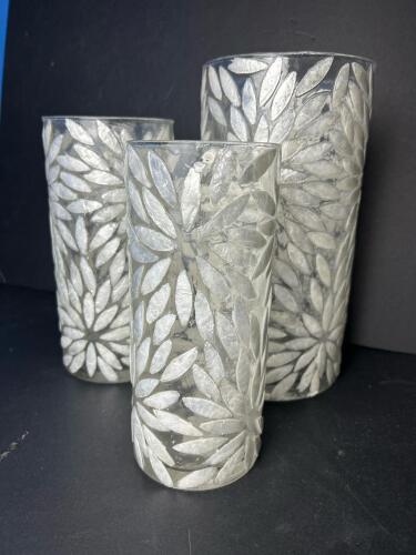 Three Floral Patterned Plastic Vases
