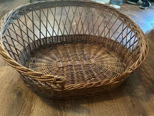 Oval Wicker Pet Bed with Open Weave Sides