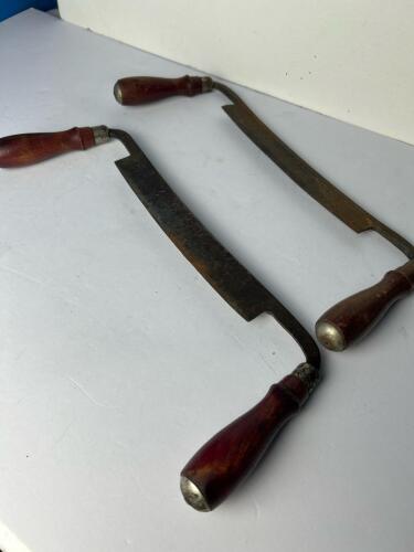 Pair of Vintage Draw Knives with Wooden Handles