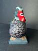 Small Hand Carved Painted Duck Figure on Wood Base - 2
